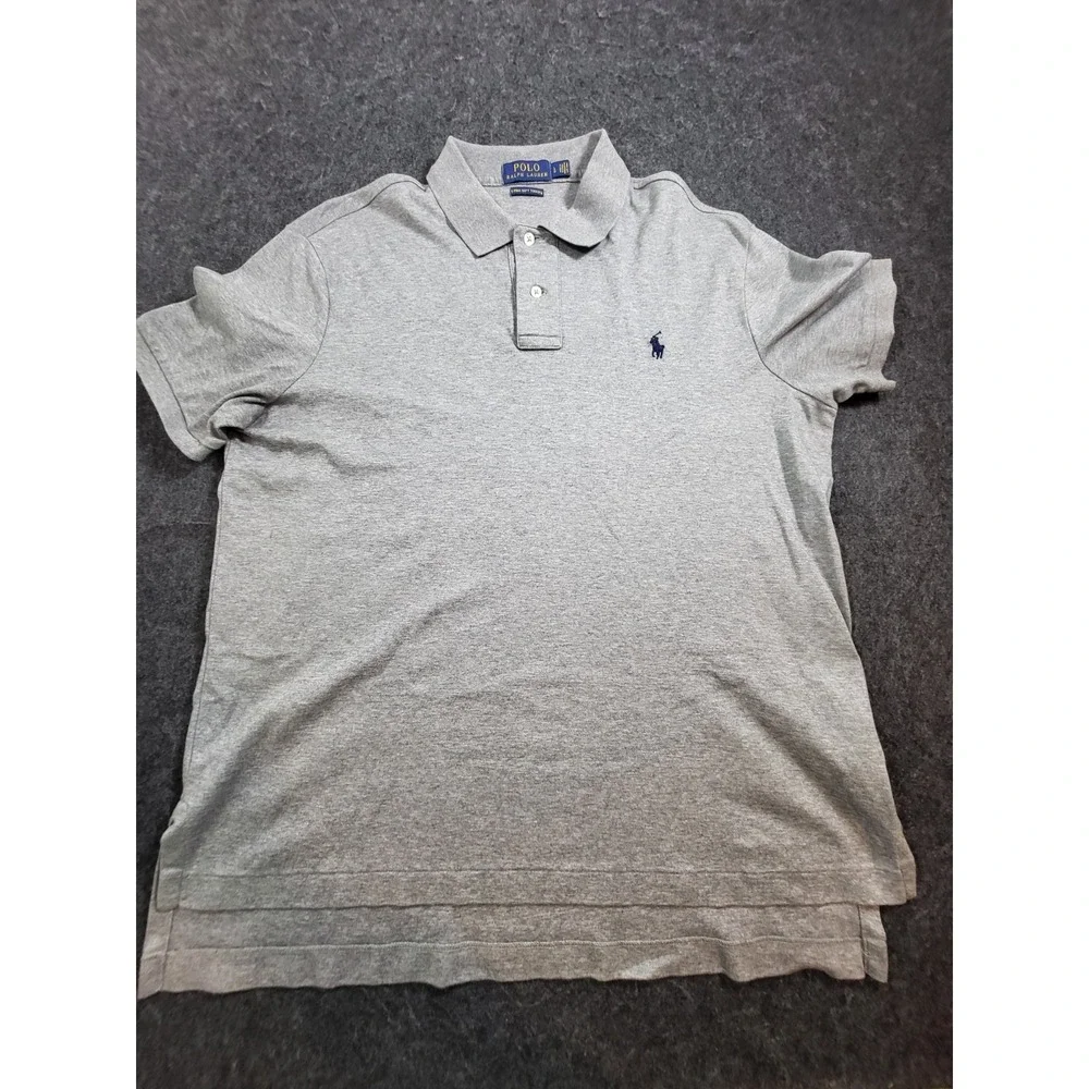 Polo Ralph Lauren Men's L Large Gray Pima Soft Touch Short Sleeve Polo Shirt